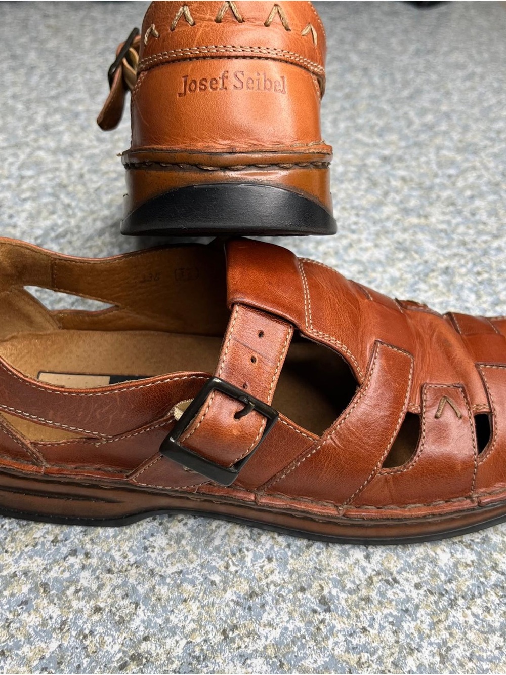 Josef Seibel Brown Leather Fisherman Sandals Women’s Comfort Walking Shoes EU 36